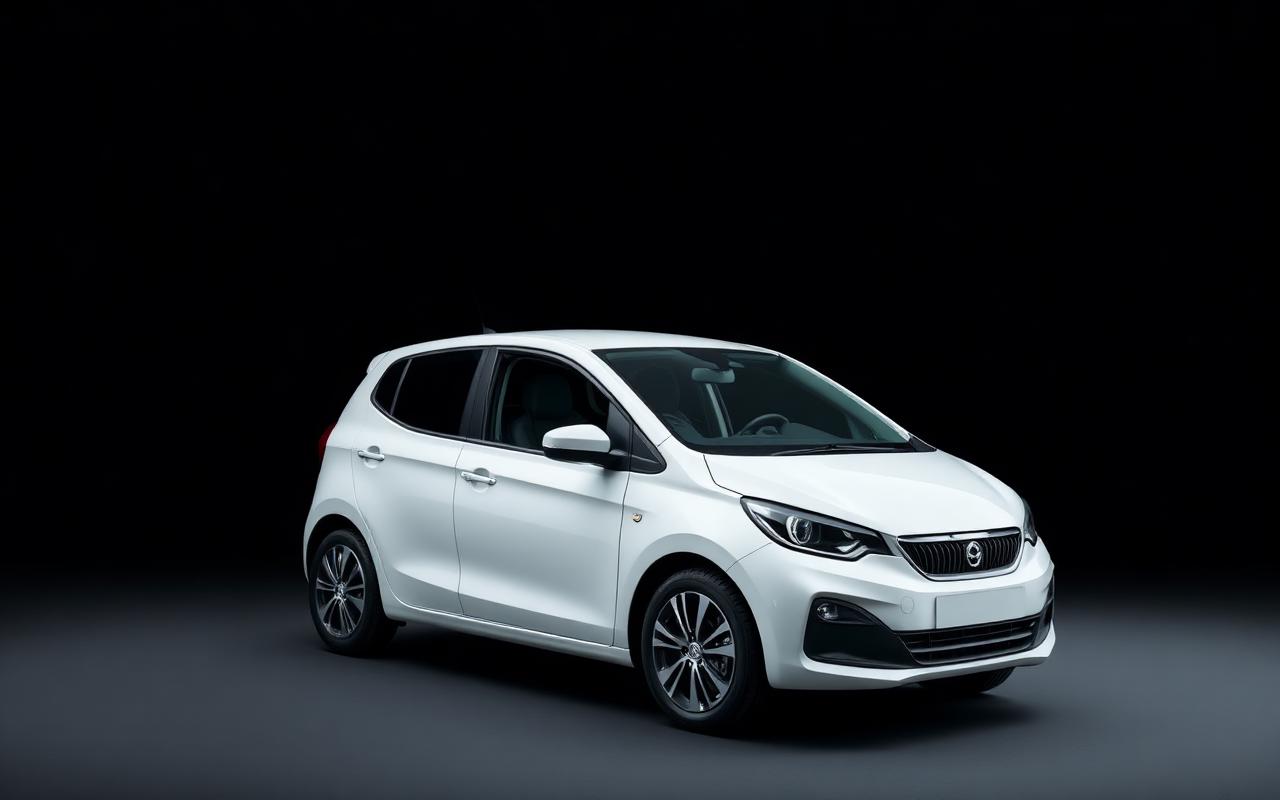 Toyota Yaris Hatchback — White compact hatchback rental car, front three-quarter view