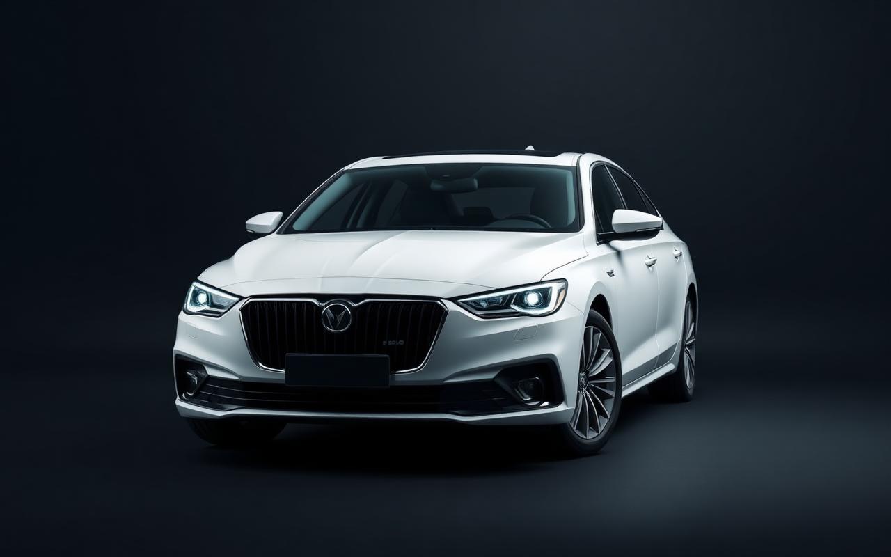 Mazda 6 Signature — White full-size sedan rental car, front three-quarter view
