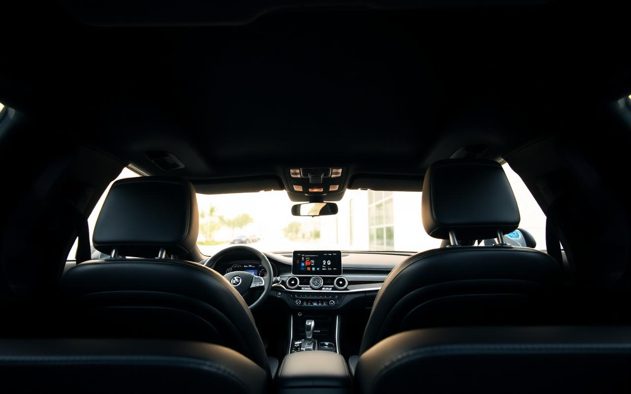 Premium car interior with leather seats and a digital dashboard