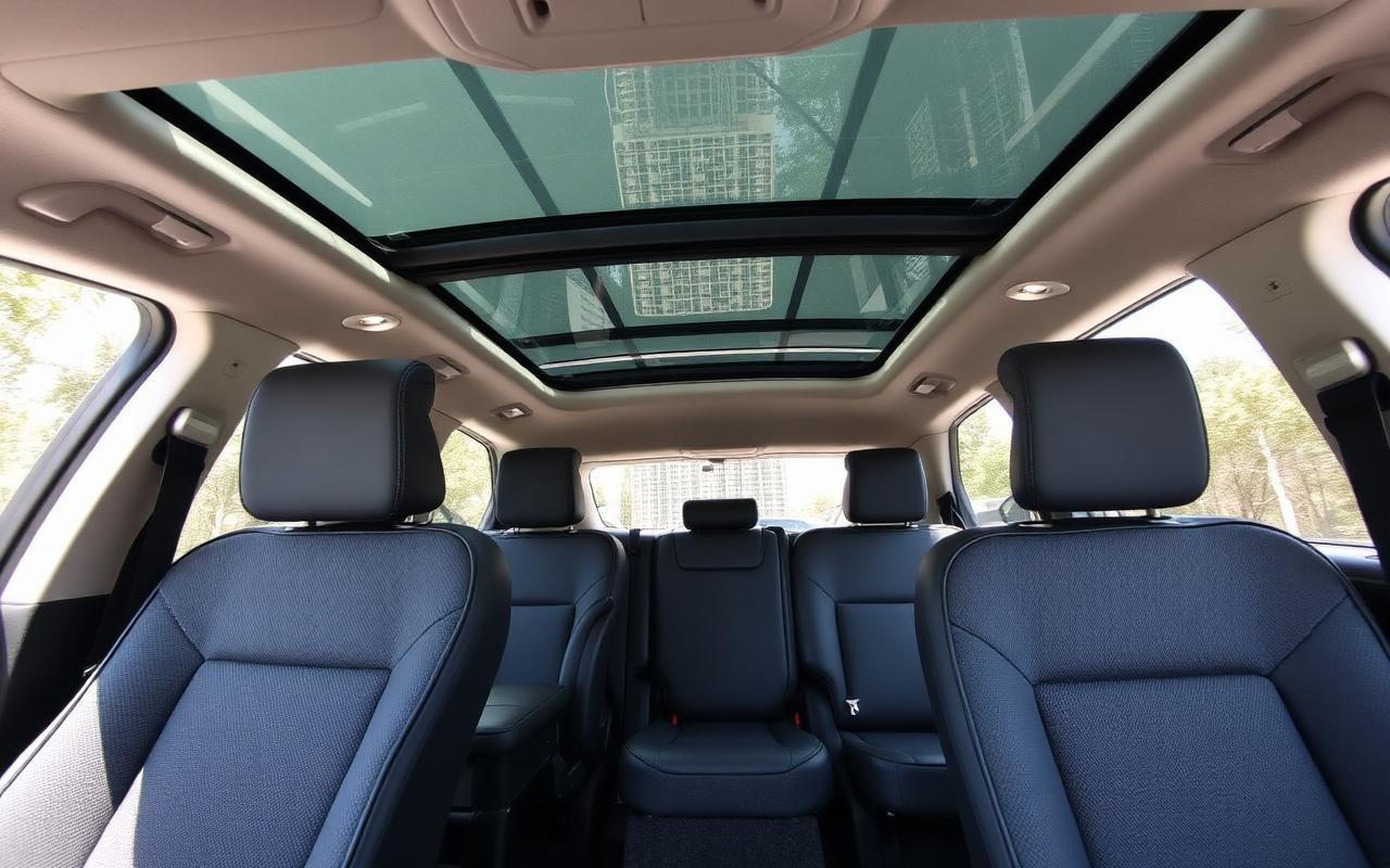 Spacious SUV cabin with panoramic roof
